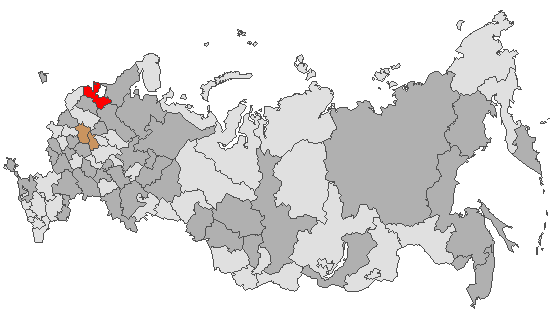 Fig. 4. Geographic distribution of RT-PCR detected influenza viruses in cities under surveillance in Russia, week 41 of 2022