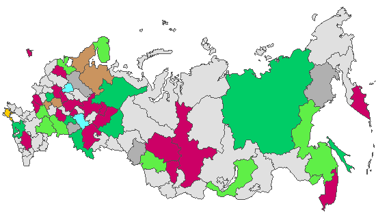Fig. 4. Geographic distribution of RT-PCR detected influenza viruses in cities under surveillance in Russia, week 5 of 2023