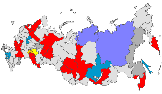 Fig. 4. Geographic distribution of RT-PCR detected influenza viruses in cities under surveillance in Russia, week 2 of 2026